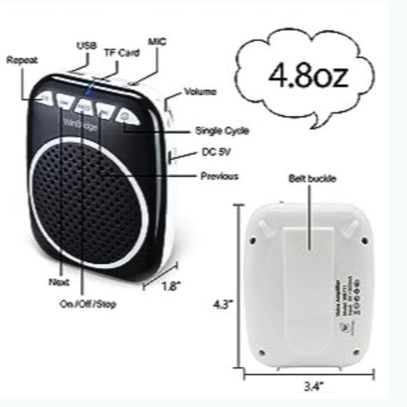 WinBridge WB001 Portable Voice Amplifier with Headset Microphone Personal Speake - Picture 6 of 8